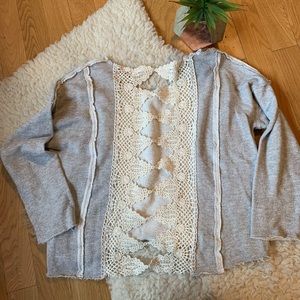 FREE PEOPLE grey crochet crop